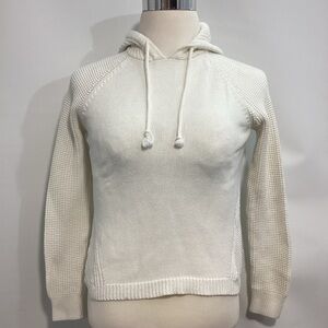 Rachel Zoe Cream Knit Hoodie Sweater Pullover Size S